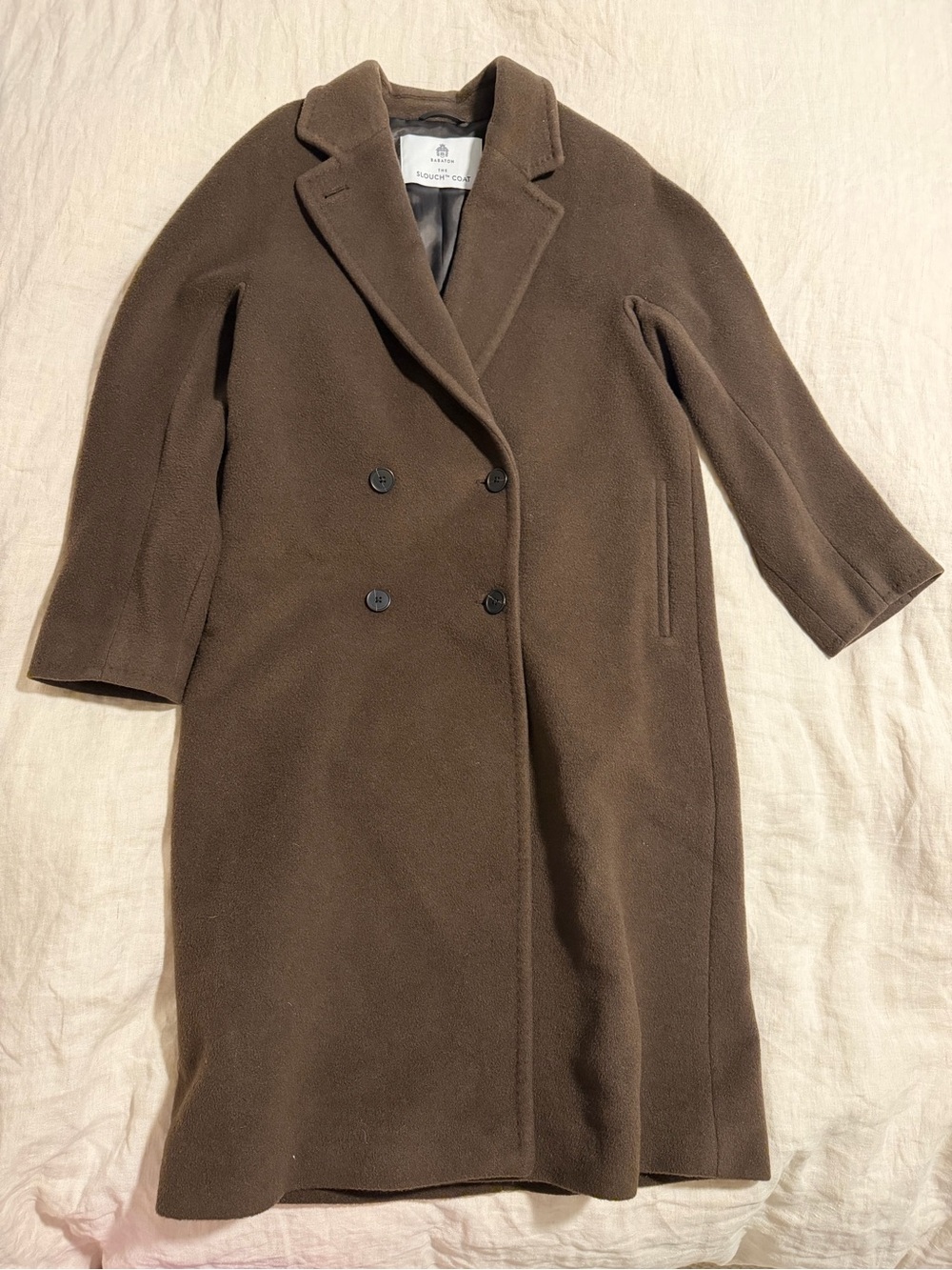 Aritzia Babaton The Slouch Coat XS Brown Camel Hair Wool Coat